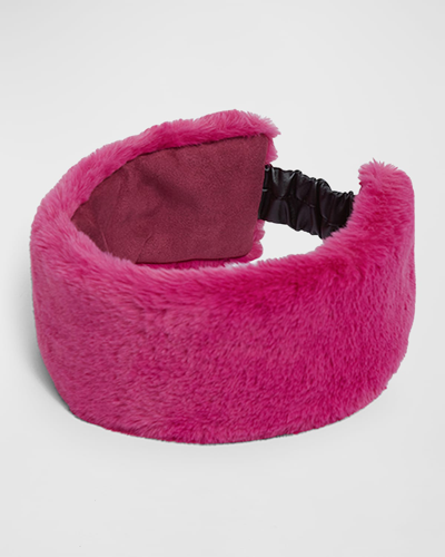 Shop Apparis Eleni Faux Fur Headband In Confetti Pink