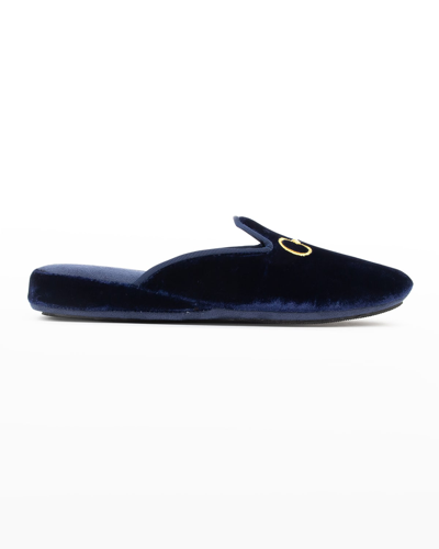 Shop Patricia Green Milano Embroidered Velvet Slippers In Black