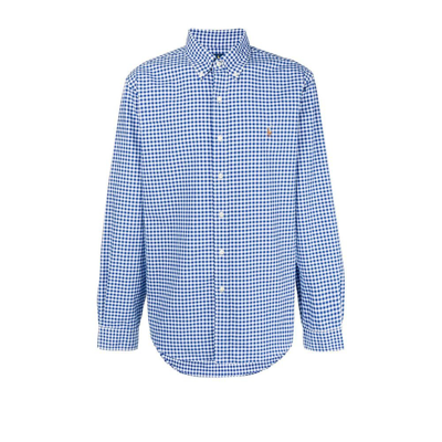 Shop Polo Ralph Lauren Blue Checked Oxford Shirt