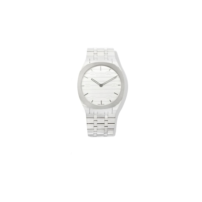 Shop Gucci Stainless Steel  25h Watch In Silver