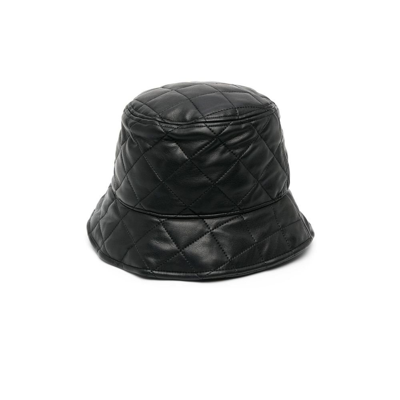 Shop Stand Studio Black Vida Quilted Faux Leather Bucket Hat