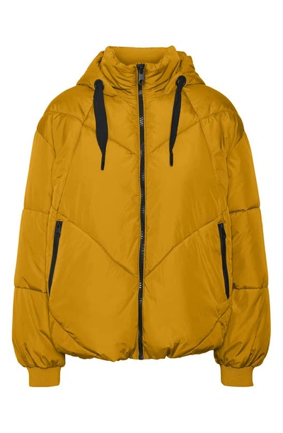 Vero Moda Beverly Hooded Puffer Coat In Golden Yellow ModeSens