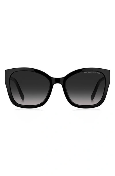 Shop Marc Jacobs 56mm Gradient Round Sunglasses In Black / Grey Shaded