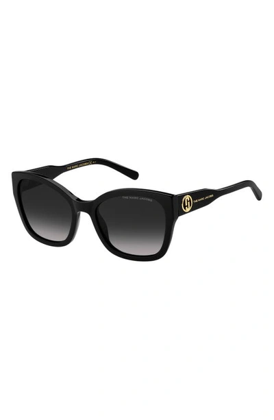 Shop Marc Jacobs 56mm Gradient Round Sunglasses In Black / Grey Shaded
