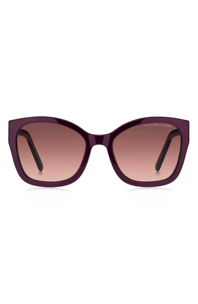 Shop Marc Jacobs 56mm Gradient Round Sunglasses In Burgundy / Burgundy Shaded
