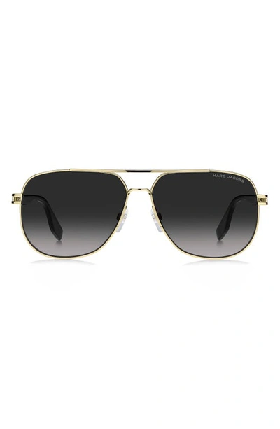 Shop Marc Jacobs 60mm Gradient Aviator Sunglasses In Gold Black / Grey Shaded