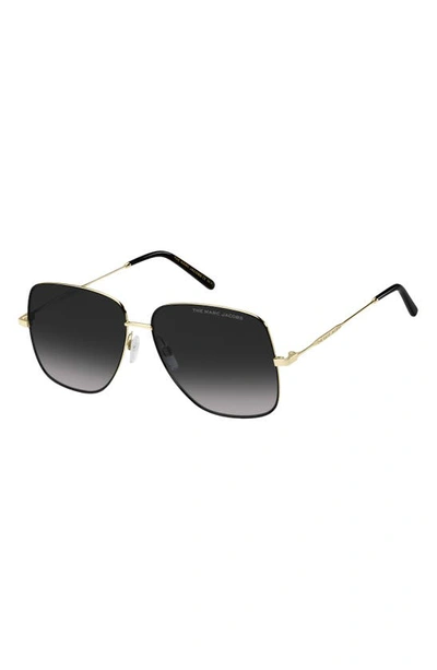 Shop Marc Jacobs 59mm Gradient Square Sunglasses In Gold Black / Grey Shaded