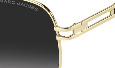 Shop Marc Jacobs 60mm Gradient Aviator Sunglasses In Gold Black / Grey Shaded