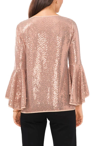Shop Vince Camuto Sequin Bell Sleeve Top In Gold