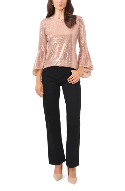 Shop Vince Camuto Sequin Bell Sleeve Top In Gold