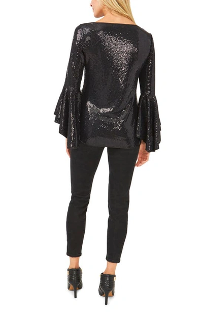 Shop Vince Camuto Sequin Bell Sleeve Top In Rich Black