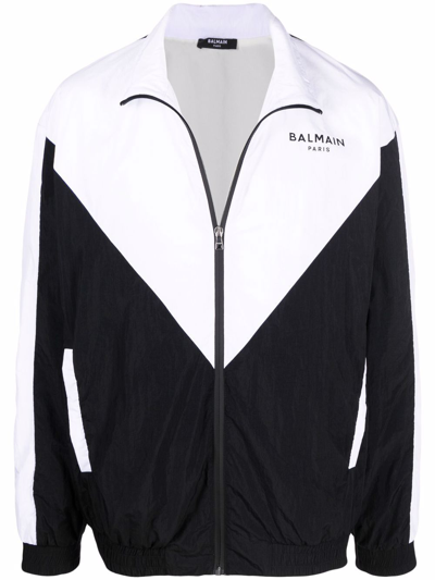 Shop Balmain Logo Jacket In Black