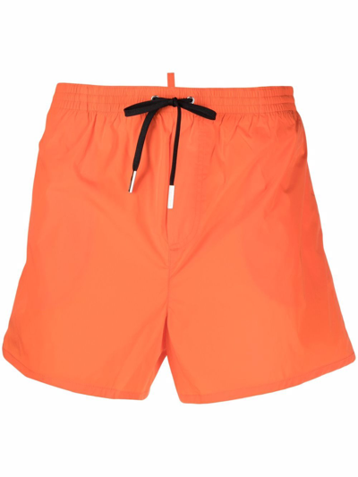 Shop Dsquared2 Logo Swimsuit In Orange