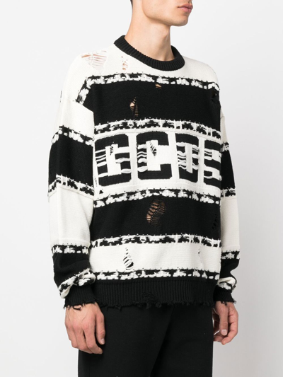 Shop Gcds Crewneck Sweater With Logo In Black