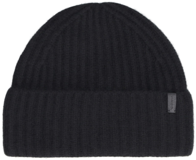 Shop Vince Ribbed Knit Wool Beanie Hat In Black