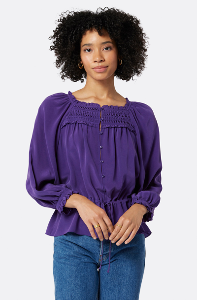 Shop Joie Asseline Long Sleeve Silk Top In Purple