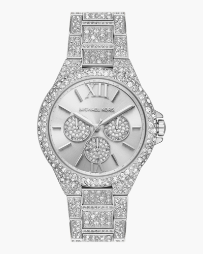 Shop Michael Kors Silvertone Pavé Oversize Camille Watch