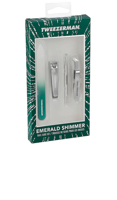Shop Tweezerman Mani Kit In Emerald Shimmer