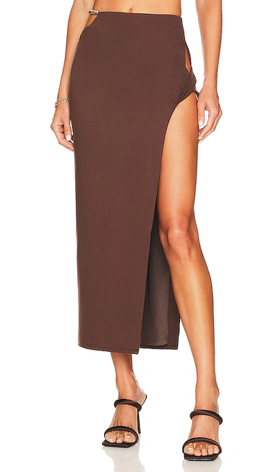 Shop Camila Coelho Holly Midi Skirt In Chocolate Brown