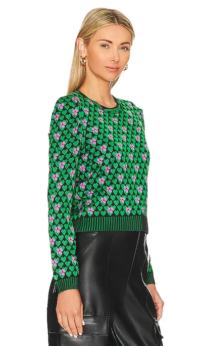 Shop Diane Von Furstenberg Roberta Sweater In Dot Snake & Fall Green