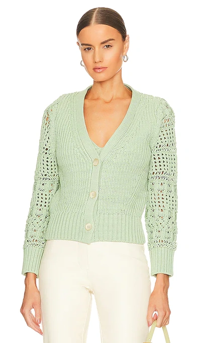 Shop Jonathan Simkhai Ambrose Crochet Cardigan In Sage