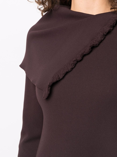Shop Jil Sander Asymmetric Collar Maxi Dress In Brown