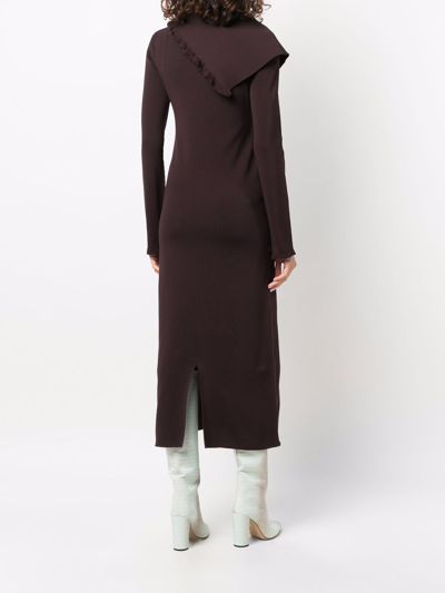 Jil Sander Asymmetric Collar Maxi Dress In Brown