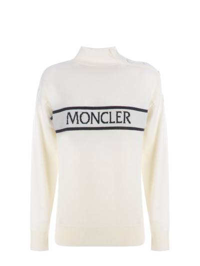 Shop Moncler Sweater  In Crema