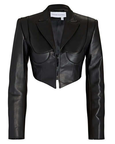 Shop Aleksandre Akhalkatsishvili Bra-detail Cropped Vegan Leather Jacket In Black