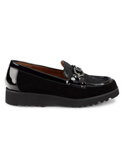 Shop Donald J Pliner Women's Cliocs Suede & Iguana-embossed Leather Loafers In Black