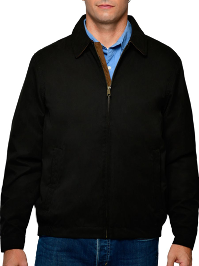 Shop Thermostyles Men's Classic Fit Microfiber Zip Golf Jacket In Black