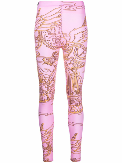 Shop Philipp Plein Skeleton Tattoo High-waisted Leggings In Pink