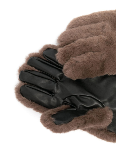 Shop Stand Studio Faux-fur Carmen Gloves In Brown