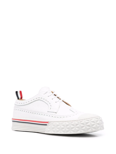 Shop Thom Browne Tonal Brogue Sneakers In White