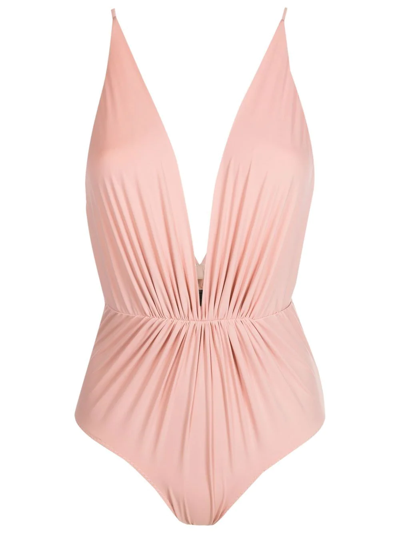 Shop Clube Bossa Gathered Detailing Swimsuit In Neutrals