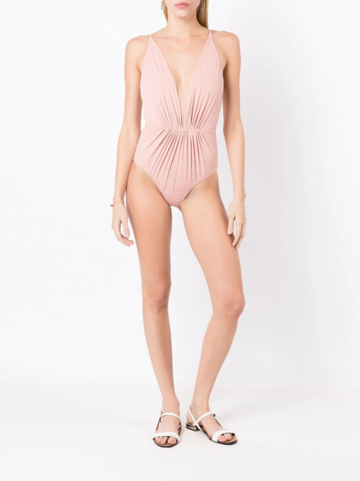 Shop Clube Bossa Gathered Detailing Swimsuit In Neutrals