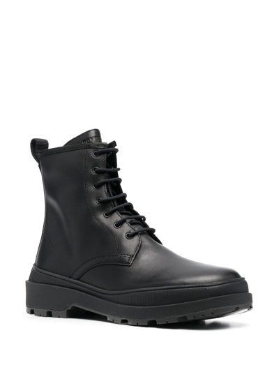 Camper Lace-up Leather Boots In Schwarz