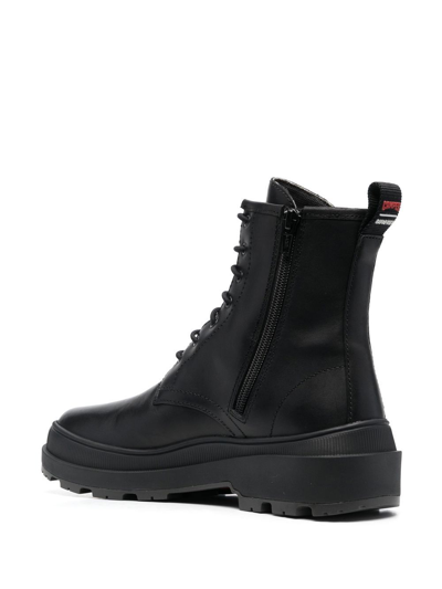 Camper Lace-up Leather Boots In Schwarz