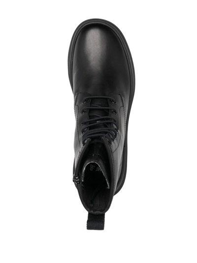 Camper Lace-up Leather Boots In Schwarz