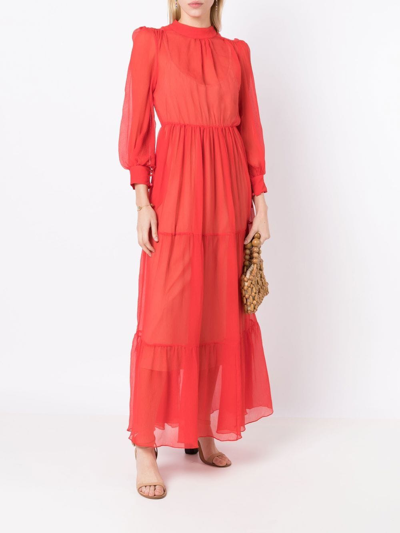 Shop Clube Bossa Bosco Silk Maxi Dress In Red