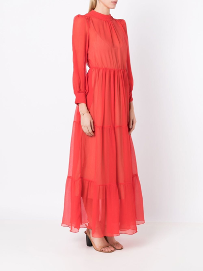 Shop Clube Bossa Bosco Silk Maxi Dress In Red