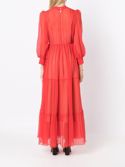 Shop Clube Bossa Bosco Silk Maxi Dress In Red