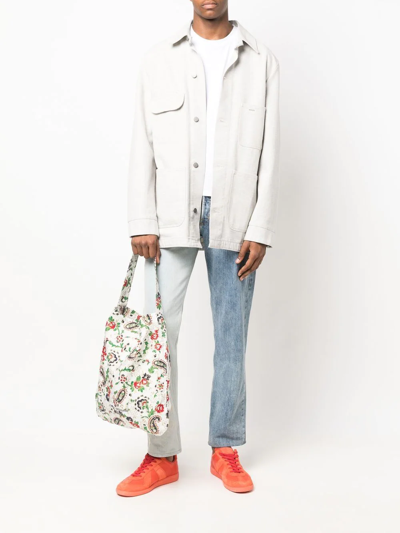 Shop Junya Watanabe Paisley-print Logo Tote Bag In White