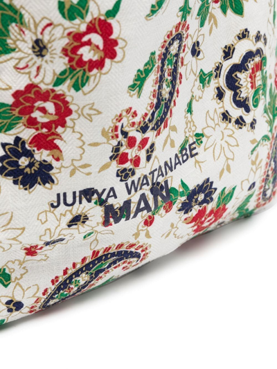 Shop Junya Watanabe Paisley-print Logo Tote Bag In White