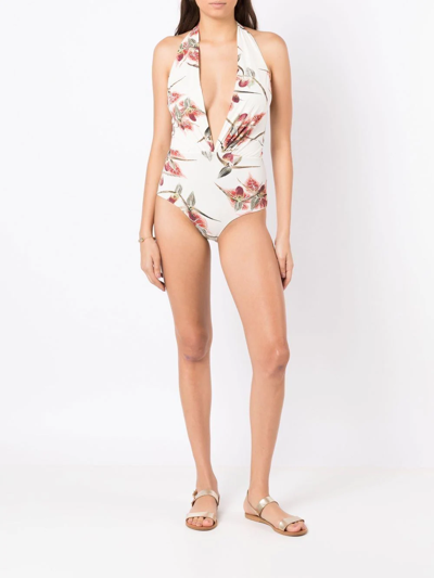 Clube Bossa Deneuve Floral-print Swimsuit In Neutrals