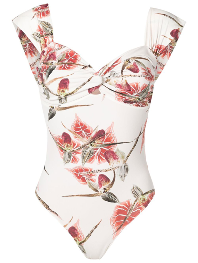 Shop Clube Bossa Maio Floral Swimsuit In Neutrals