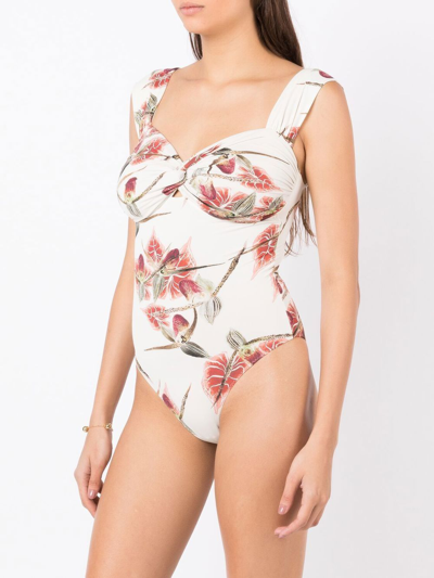 Shop Clube Bossa Maio Floral Swimsuit In Neutrals