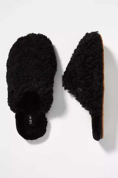 Shop Ugg Maxi Curly Slide Slippers In Black