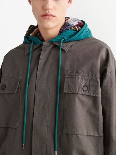 Shop Off-white Bounce Colour-block Hooded Jacket In Grey