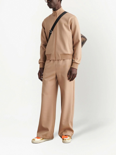 Shop Off-white Quote-motif Track Jacket In Brown